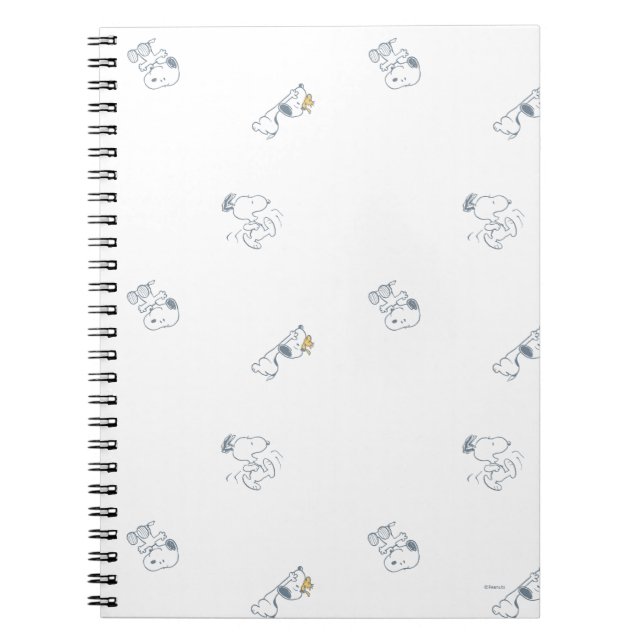 Peanuts | Snoopy & Woodstock Soft Grey Pattern Notebook (Front)