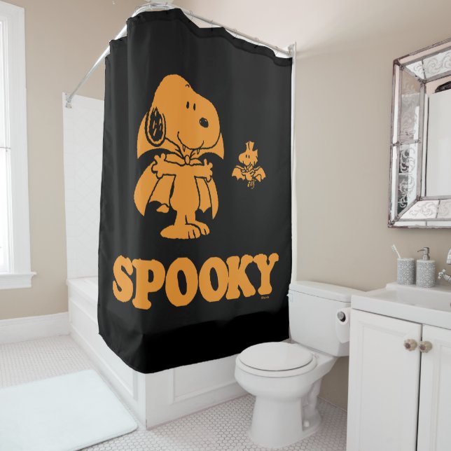 Peanuts | Snoopy & Woodstock Spooky Shower Curtain (In Situ)