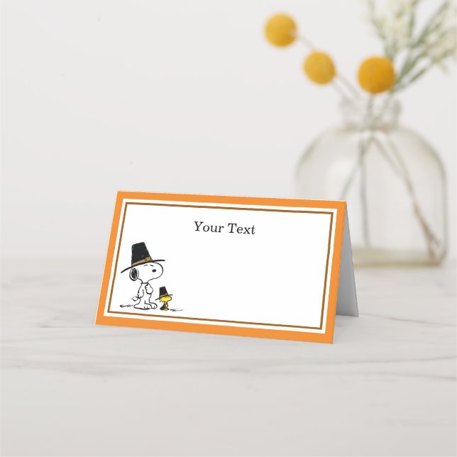 Peanuts | Snoopy & Woodstock Thanksgiving Dinner Place Card (Front)