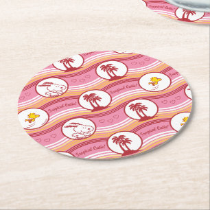 Peanuts   Snoopy & Woodstock Tropical Cutie Round Paper Coaster
