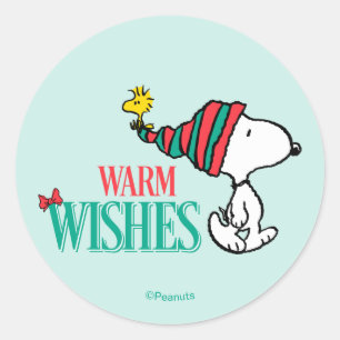 Peanuts   Snoopy & Woodstock Warm Wishes Classic Round Sticker