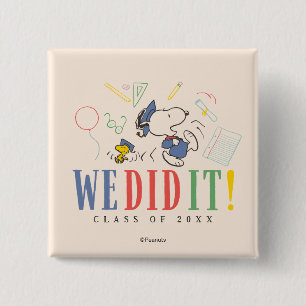 Peanuts Snoopy Woodstock We Did It Graduation Cap 15 Cm Square Badge