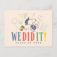 Peanuts Snoopy Woodstock We Did It Graduation Cap