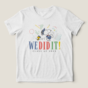Peanuts Snoopy Woodstock We Did It Graduation Cap Tri-Blend Shirt
