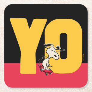 Peanuts   Snoopy YO Skateboard Square Paper Coaster