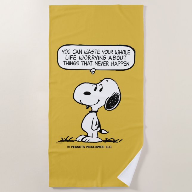 Peanuts | Snoopy You Can't Waist Your Whole Life Beach Towel (Front)