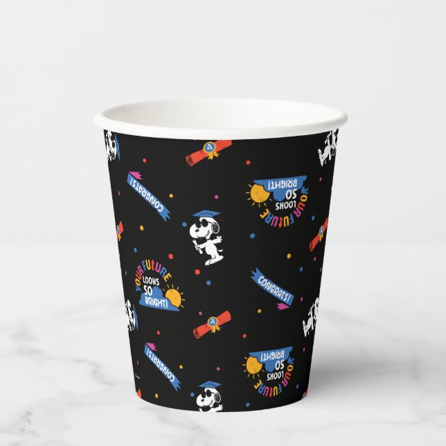 Peanuts Snoopy Your Future Looks Bright Graduation Paper Cups (Front)