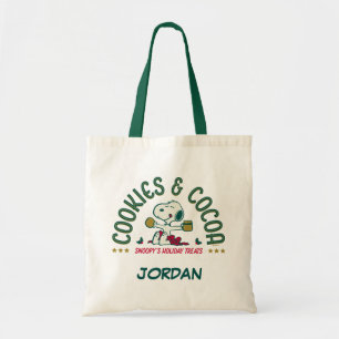 Peanuts   Snoopy's Cookies & Cocoa   Add Your Name Tote Bag