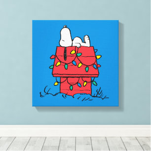 Peanuts   Snoopy's Dog House With Lights Canvas Print