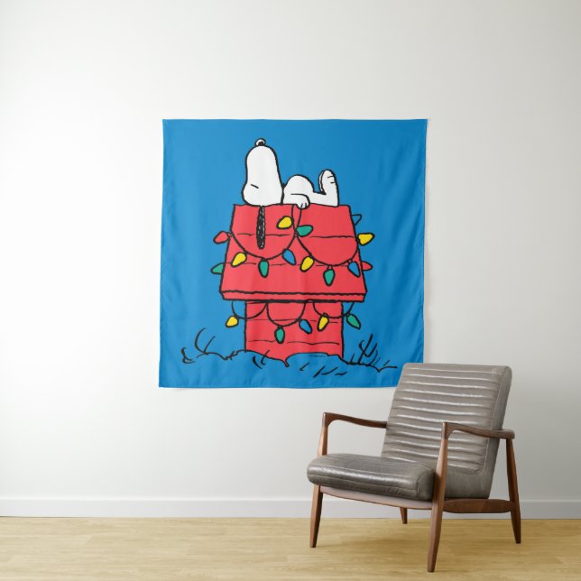 Peanuts | Snoopy's Dog House With Lights Tapestry (In Situ)