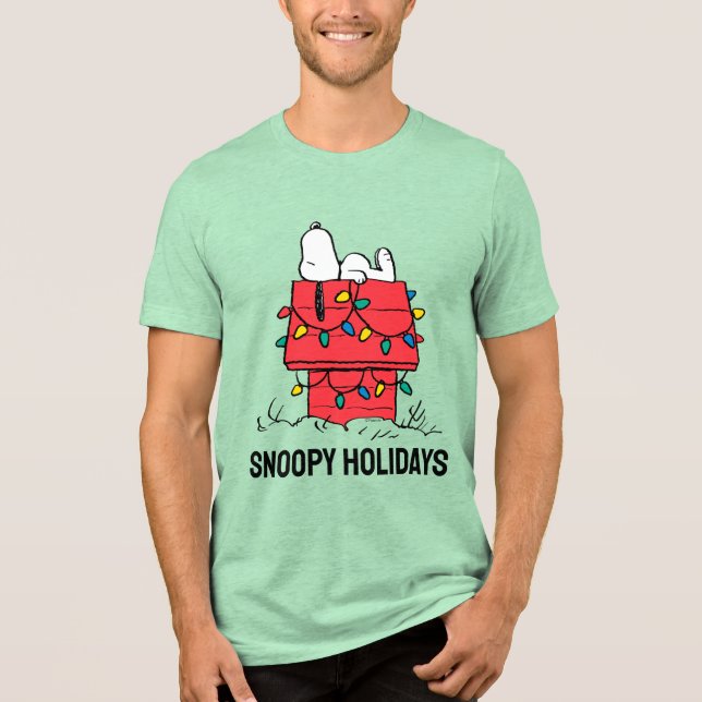 Peanuts | Snoopy's Dog House With Lights Tri-Blend Shirt (Front)