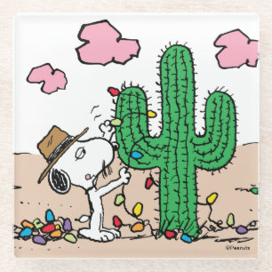 Peanuts   Spike Decorates for Christmas Glass Coaster