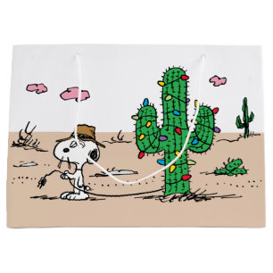 Peanuts   Spike Decorates for the Holiday Large Gift Bag
