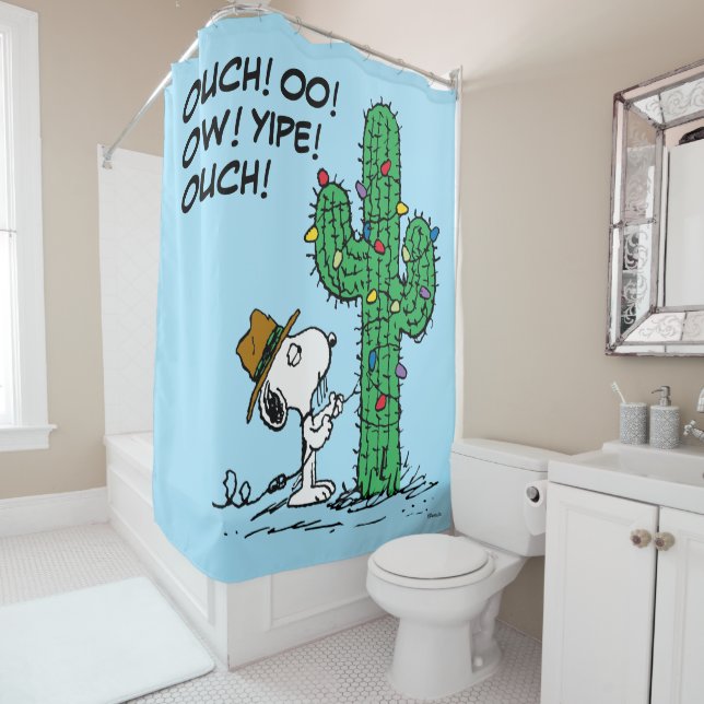 Peanuts | Spike's Holiday Cactus Shower Curtain (In Situ)