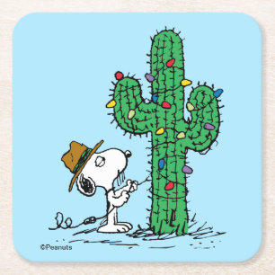 Peanuts   Spike's Holiday Cactus Square Paper Coaster