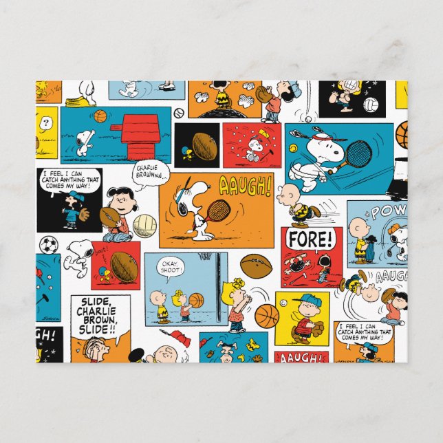 Peanuts Sports Pattern Postcard (Front)