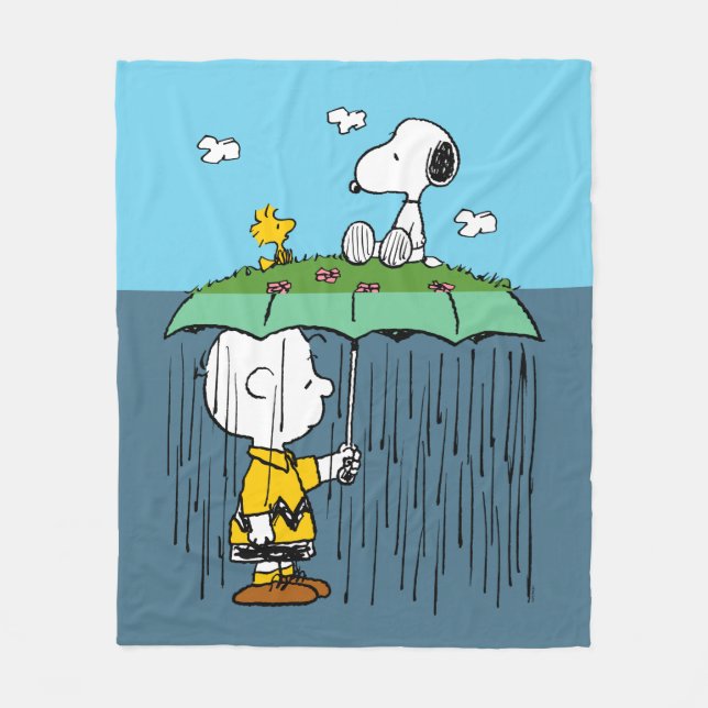Peanuts | Sunny Day Rainy Day Half & Half Fleece Blanket (Front)