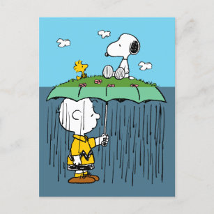 Peanuts   Sunny Day Rainy Day Half & Half Postcard
