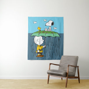 Peanuts   Sunny Day Rainy Day Half & Half Tapestry