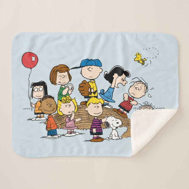 Peanuts | The Gang at the Pitcher's Mound Sherpa Blanket (Front (Horizontal))