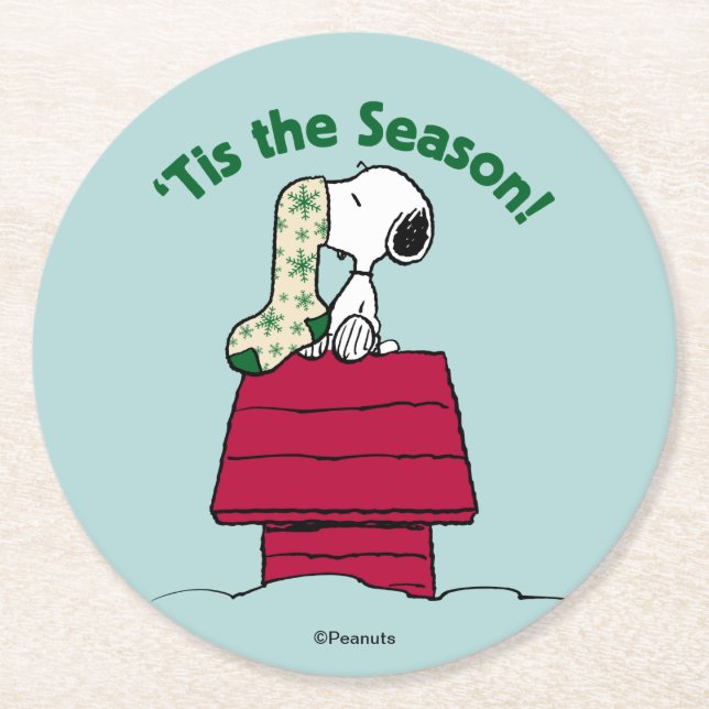 Peanuts | 'Tis the Season! Round Paper Coaster (Front)