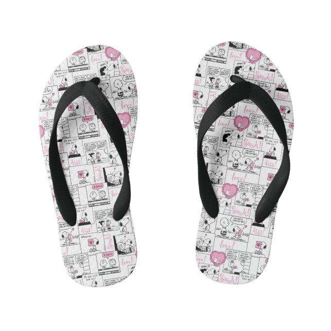 Peanuts | Valentine Heart Love Pattern Kid's Jandals (Footbed)
