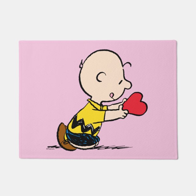 Peanuts | Valentine's Day Charlie Brown Red Heart Doormat (Front)