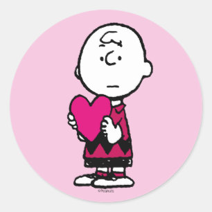 Peanuts   Valentine's Day   Heart Charlie Brown Classic Round Sticker