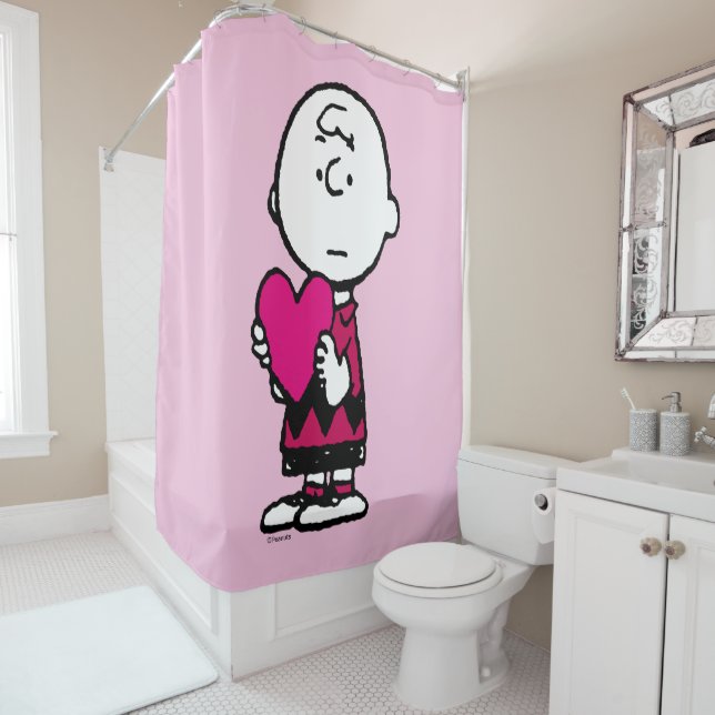 Peanuts | Valentine's Day | Heart Charlie Brown Shower Curtain (In Situ)