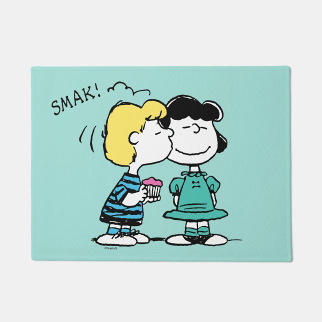 Peanuts | Valentine's Day | Lucy & Schroeder Kiss Doormat (Front)