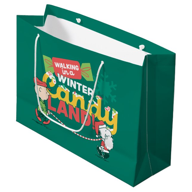 Peanuts | Walking In A Winter Candy Land! Large Gift Bag (Front Angled)