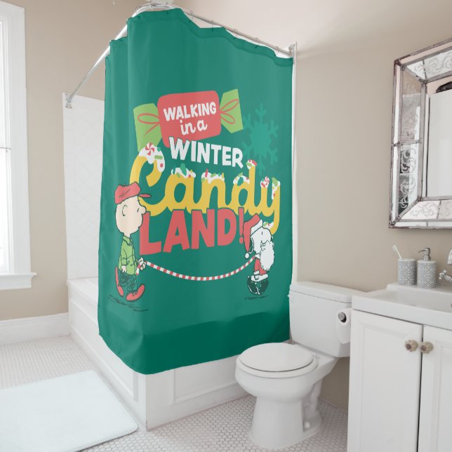Peanuts | Walking In A Winter Candy Land! Shower Curtain (In Situ)