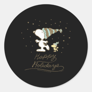 Peanuts Winter Skating  Classic Round Sticker