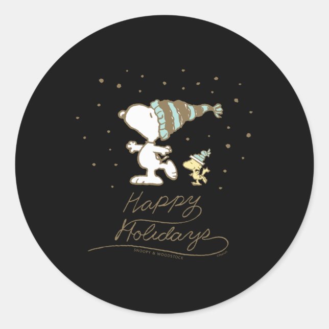 Peanuts Winter Skating T Shirt  Classic Round Sticker (Front)