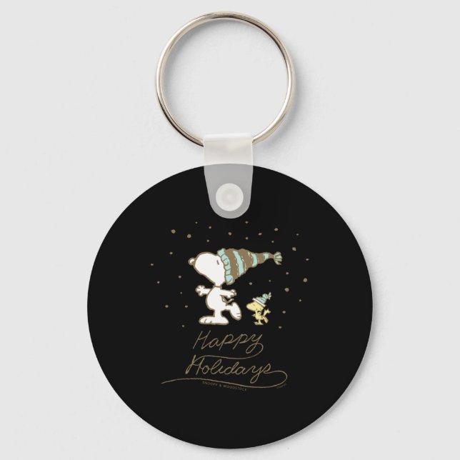 Peanuts Winter Skating T Shirt  Key Ring (Front)
