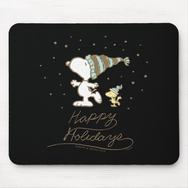 Peanuts Winter Skating T Shirt  Mouse Pad (Front)