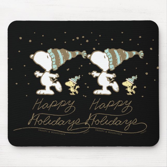 Peanuts Winter Skating T Shirt  Mouse Pad (Front)