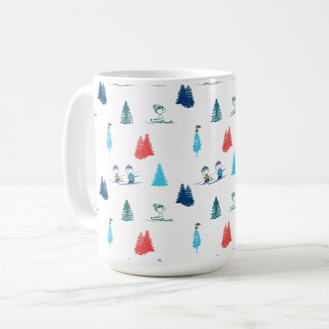 Peanuts | Winter Skiing the Slopes Pattern Coffee Mug (Front Left)
