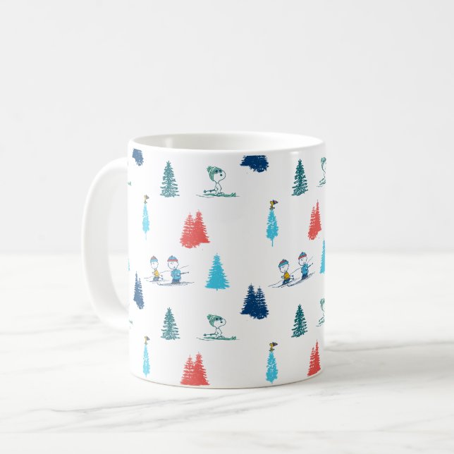 Peanuts | Winter Skiing the Slopes Pattern Coffee Mug (Front Left)