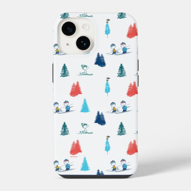 Peanuts | Winter Skiing the Slopes Pattern iPhone Case (Back)