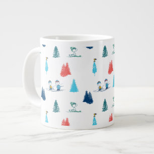 Peanuts Winter Skiing the Slopes Pattern Large Coffee Mug
