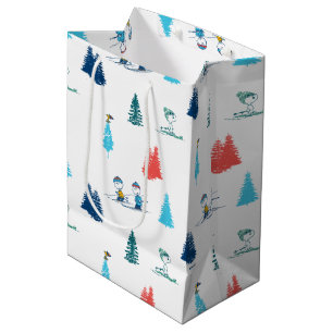 Peanuts Winter Skiing the Slopes Pattern Medium Gift Bag