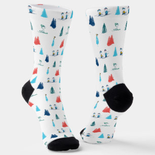 Peanuts   Winter Skiing the Slopes Pattern Socks
