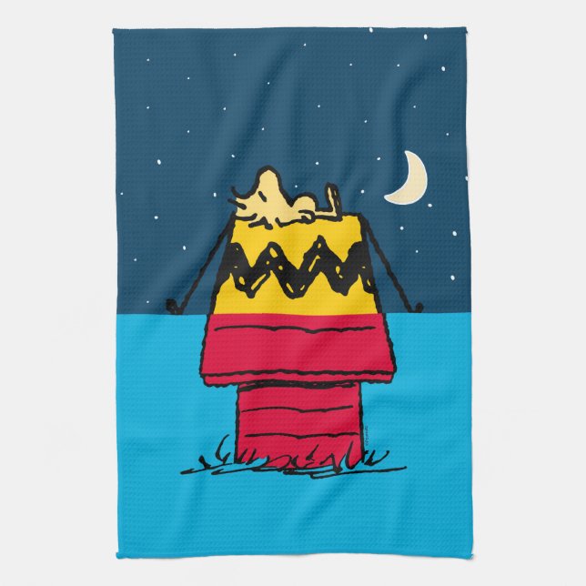 Peanuts | Woodstock Camping Half & Half Tea Towel (Vertical)