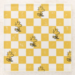 Peanuts | Woodstock Chequered Flag Glass Coaster<br><div class="desc">Check out this fun Peanuts design featuring Woodstock.</div>