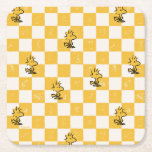 Peanuts | Woodstock Chequered Flag Square Paper Coaster<br><div class="desc">Check out this fun Peanuts design featuring Woodstock.</div>