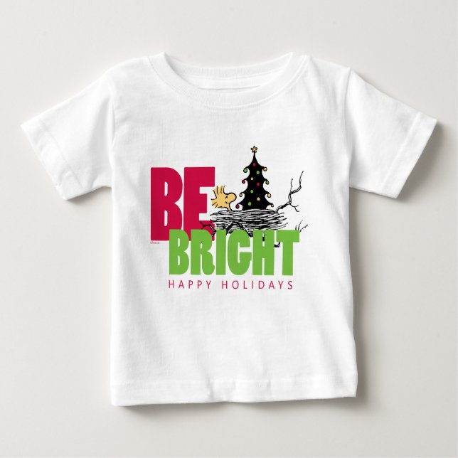 Peanuts | Woodstock Christmas Be Bright Baby T-Shirt (Front)