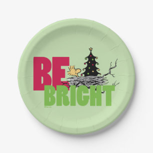 Peanuts   Woodstock Christmas Be Bright Paper Plate