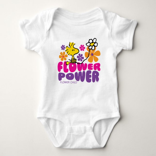 Peanuts | Woodstock Flower Power Baby Bodysuit (Front)