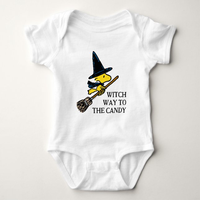 Peanuts | Woodstock Halloween Witch Baby Bodysuit (Front)